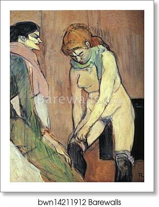 Woman Putting on Her Stocking by Henri De Toulouse-Lautrec, Art Print Woman Putting on Her Stocking by Henri De Toulouse-Lautrec, Art Print