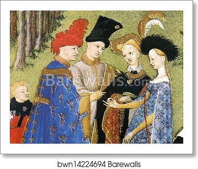 Les tr�s riches heures du Duc de Berry. April. Chateau de Dourdan. Detail by Limbourg Brothers, Art Print Les tr�s riches heures du Duc de Berry. April. Chateau de Dourdan. Detail by Limbourg Brothers, Art Print