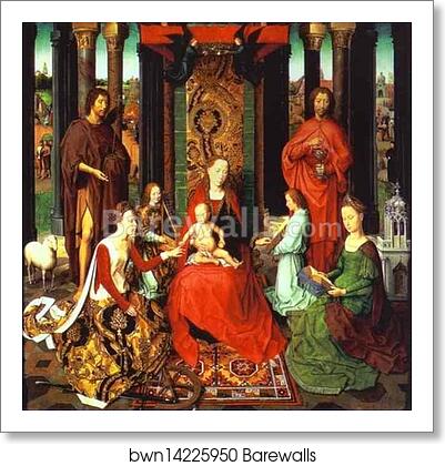 The Mystic Marriage of St. Catherine. (Central panel of the St. John Altar) by Hans Memling, Art Print The Mystic Marriage of St. Catherine. (Central panel of the St. John Altar) by Hans Memling, Art Print
