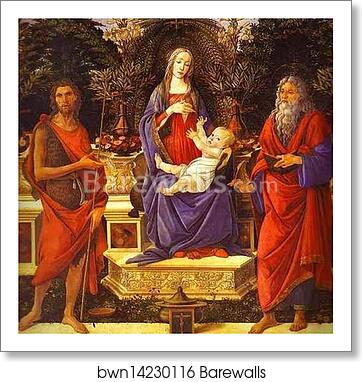 Virgin and Child Enthroned between Saint John the Baptist and Saint John the Evangelist (Bardi altarpiece) by Alessandro Botticelli, Art Print Virgin and Child Enthroned between Saint John the Baptist and Saint John the Evangelist (Bardi altarpiece) by Alessandro Botticelli, Art Print