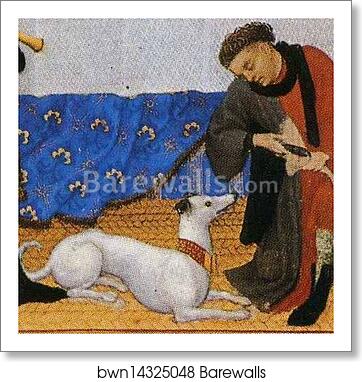 Les trÄ�s riches heures du Duc de Berry. January. A New Year's Day Feast including Jean de Berry. Detail by Limbourg Brothers, Art Print