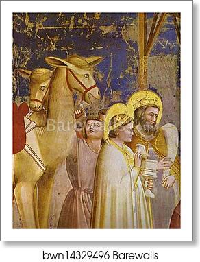The Adoration of the Magi. Detail by Giotto, Art Print