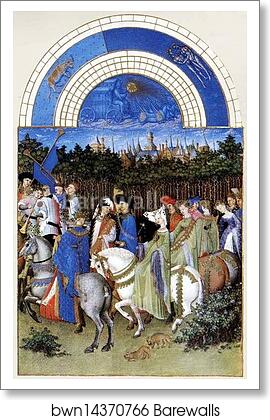 Les tr�s riches heures du Duc de Berry. May. Hotel de Neste, the Duke's Paris Residence by Limbourg Brothers, Art Print Les tr�s riches heures du Duc de Berry. May. Hotel de Neste, the Duke's Paris Residence by Limbourg Brothers, Art Print