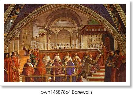 The Confirmation of the Rule of the Order of St. Francis by Pope Honorius III. Detail by Domenico Ghirlandaio, Art Print