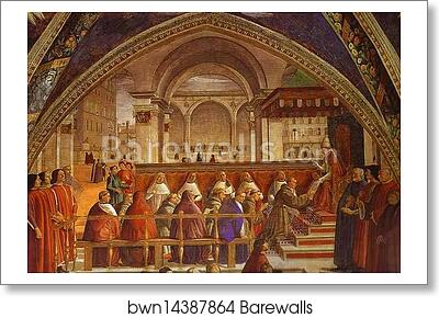 The Confirmation of the Rule of the Order of St. Francis by Pope Honorius III. Detail by Domenico Ghirlandaio, Art Print The Confirmation of the Rule of the Order of St. Francis by Pope Honorius III. Detail by Domenico Ghirlandaio, Art Print