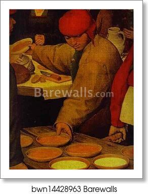The Peasant Wedding. Detail by Pieter Bruegel The Elder, Art Print