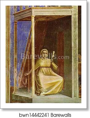 The Angel Appearing to St. Anne. Detail by Giotto, Art Print
