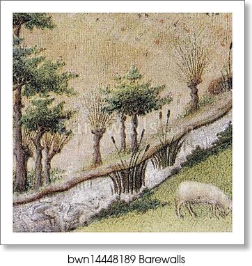 Les trÄ�s riches heures du Duc de Berry. July. Palais Poitiers. Detail by Limbourg Brothers, Art Print