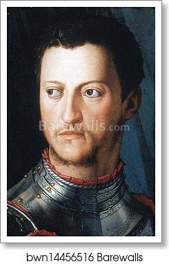 Portrait of Cosimo I de'Medici in Armor. Detail by Agnolo Bronzino, Art Print