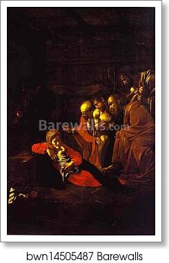 The Adoration of the Shepherds by Caravaggio, Art Print