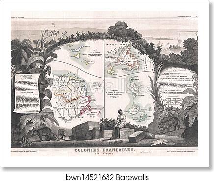 Colonies Francaises (en Amerique) by Victor Jules Levasseur, Art Print Colonies Francaises (en Amerique) by Victor Jules Levasseur, Art Print