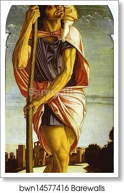 St. Christopher (Detail of panel of St. Vincent Ferrar Polyptych) by Giovanni Bellini, Art Print