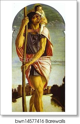 St. Christopher (Detail of panel of St. Vincent Ferrar Polyptych) by Giovanni Bellini, Art Print St. Christopher (Detail of panel of St. Vincent Ferrar Polyptych) by Giovanni Bellini, Art Print