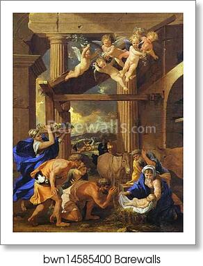 Adoration of the Shepherds by Nicolas Poussin, Art Print
