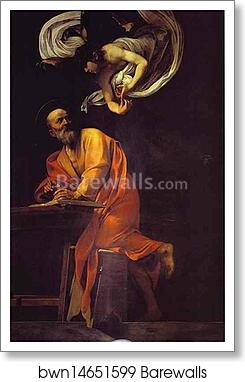 St. Matthew and the Angel by Caravaggio, Art Print