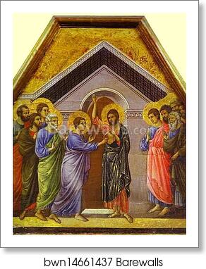 Maestà (back, crowning panel) Doubting St. Thomas by Duccio Di Buoninsegna, Art Print