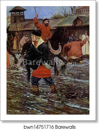 A XVII-century Moscow Street on a Holiday. Detail by Andrey Ryabushkin, Art Print A XVII-century Moscow Street on a Holiday. Detail by Andrey Ryabushkin, Art Print