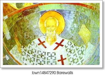 St. Nicolas. Mural in the Church of Nativity of the Virgin in the Pherapontov Monastery by Dionisii (Dionysius), Art Print St. Nicolas. Mural in the Church of Nativity of the Virgin in the Pherapontov Monastery by Dionisii (Dionysius), Art Print