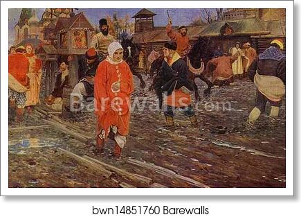 A XVII-century Moscow Street on a Holiday by Andrey Ryabushkin, Art Print