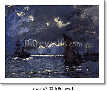A Seascape, Shipping by Moonlight by Claude Monet, Art Print