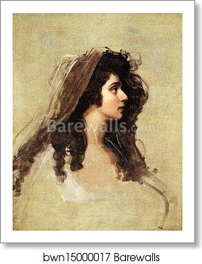 Portrait Head (Mrs Siddons) by George Romney, Art Print