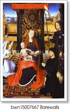 The Virgin and Child with an Angel, St. George and a Donor by Hans Memling, Art Print