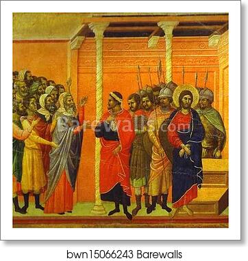 Maestà (back, central panel) Jesus Accused by the Pharisees by Duccio Di Buoninsegna, Art Print