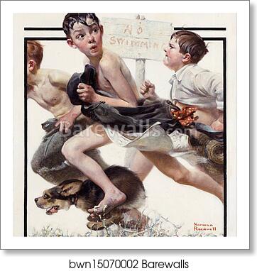 No Swimming by Norman Rockwell, Art Print
