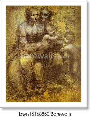 Burlington House Cartoon (Mary, Christ, St. Anne and the Infant St. John) by Leonardo Da Vinci, Art Print