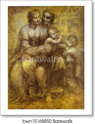 Burlington House Cartoon (Mary, Christ, St. Anne and the Infant St. John) by Leonardo Da Vinci, Art Print Burlington House Cartoon (Mary, Christ, St. Anne and the Infant St. John) by Leonardo Da Vinci, Art Print