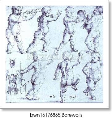 Putti Dancing and Making Music by Albrecht Dürer, Art Print