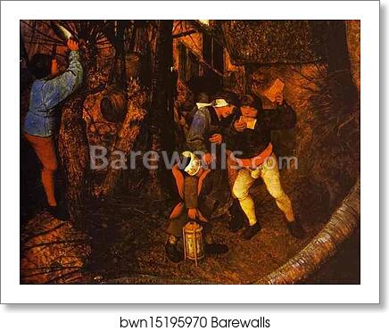 The Gloomy Day (February). Detail by Pieter Bruegel The Elder, Art Print