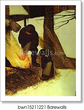 The Hunters in the Snow (January). Detail by Pieter Bruegel The Elder, Art Print The Hunters in the Snow (January). Detail by Pieter Bruegel The Elder, Art Print