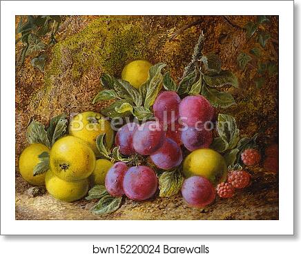 Yellow Apples, Plums and Raspberries by George Clare, Art Print Yellow Apples, Plums and Raspberries by George Clare, Art Print