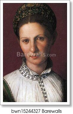 Lady in Green. Detail by Agnolo Bronzino, Art Print