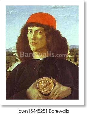 Portrait of a Man with the Medal of Cosmo the Elder by Alessandro Botticelli, Art Print