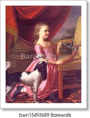 Young Girl with a Bird and Dog by John Singleton Copley, Art Print Young Girl with a Bird and Dog by John Singleton Copley, Art Print