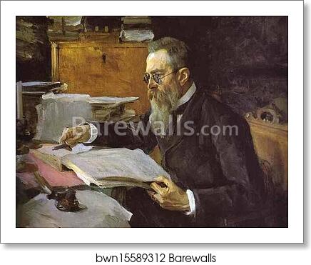Portrait of the Composer Nikolay Rimsky-Korsakov by Valentin Serov, Art Print