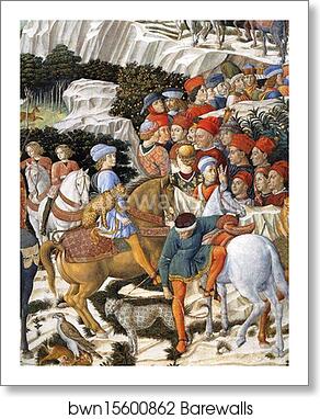 Procession of the Magus Caspar. Detail by Benozzo Gozzoli, Art Print