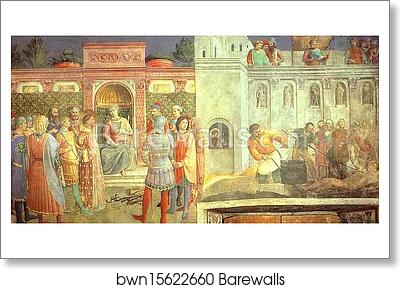 St. Lawrence before St. Valerianus and Martyrdom of St. Lawrence by Fra Angelico, Art Print St. Lawrence before St. Valerianus and Martyrdom of St. Lawrence by Fra Angelico, Art Print