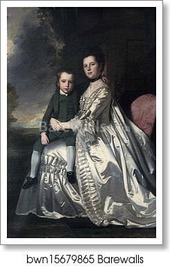 Portrait of a Lady and a Child by George Romney, Art Print