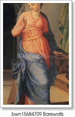 Annunciation. Detail by Agnolo Bronzino, Art Print