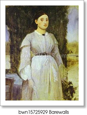 Young Woman Standing Next to a Table by Edgar Degas, Art Print