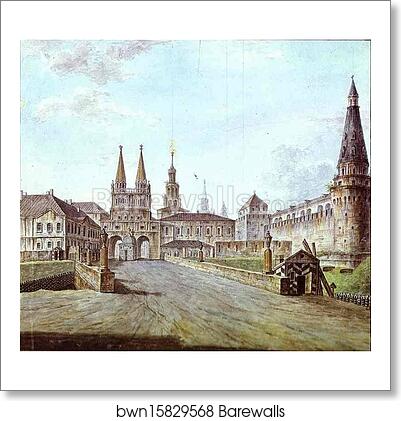 View of Moscow Near the Iversky Gate of the Kremlin by Fedor Alekseev, Art Print View of Moscow Near the Iversky Gate of the Kremlin by Fedor Alekseev, Art Print