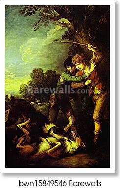 Two Shepherd Boys with Dogs Fighting by Thomas Gainsborough, Art Print