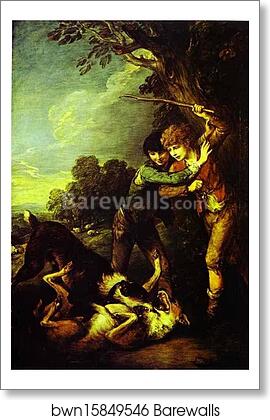 Two Shepherd Boys with Dogs Fighting by Thomas Gainsborough, Art Print Two Shepherd Boys with Dogs Fighting by Thomas Gainsborough, Art Print