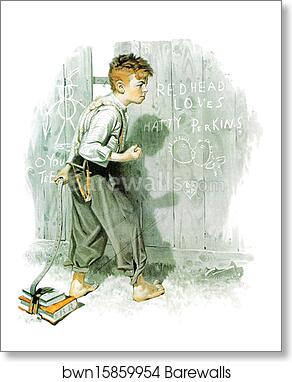 Redhead Loves Hatty by Norman Rockwell, Art Print