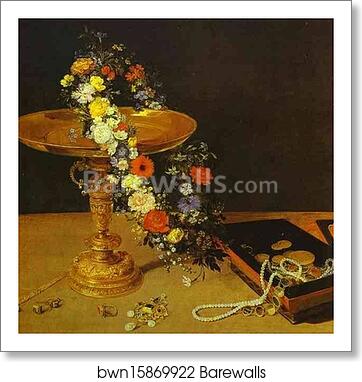 Still-Life with Flowers and Jewelry by Jan Brueghel The Elder, Art Print