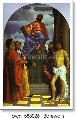 St. Mark Enthroned with Saints by Titian, Art Print