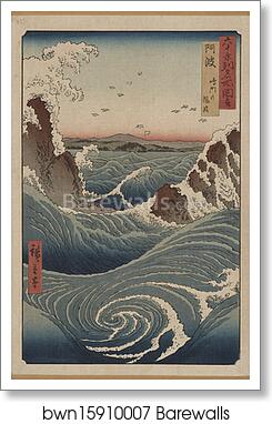 Naruto Whirlpools, Awa Province, from the series Views of Famous Places in the Sixty-Odd Provinces by Utagawa Hiroshige, Art Print
